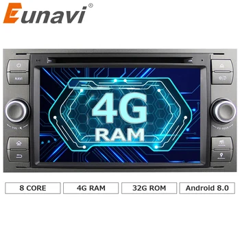 Eunavi 2 Din Mozilla 8.0 8 Octa Core Masina DVD Player Navigatie GPS WIFI 4G pentru FORD S-Max, Kuga, Fusion, Fiesta Tranzit Focus II