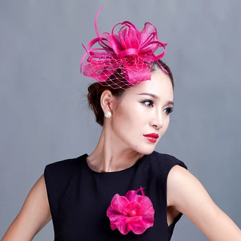 Euroeapn Moda Flori De Voal Clip De Păr Pentru Femei Doamnelor Pene Sinamay Fascinator Nunta Petrecere De Ceai Frizură Accesorii De Par