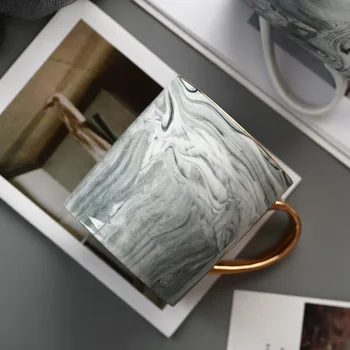 European gold cup holder și mâner cupa marmură cana ceramica birou cana de apa cuplu ceașcă de cafea cadou