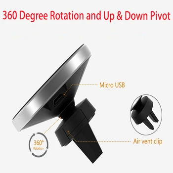 EYON 360 Masina Încărcător Wireless QI Suport Magnetic de Aerisire Muntele Dock Pentru SAMSUNG S8 Plus S6 S7 Edge+ Nota 5 la 8 Pentru iPhone X 8