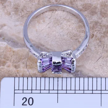 Fabulos Violet Cubic Zirconia Albe CZ Ștampilată de Argint 925 Bijuterii Femei Dimensiunea Inel 6 / 7 / 8 R0721