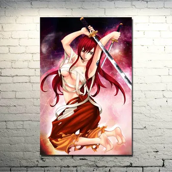 Fairy Tail Anime Tesatura de Matase Arta Poster 13x20 32x48 Inch Erza Scarlet Natsu Mare de Imprimare Imagini Pentru Living Decorul Camerei 001