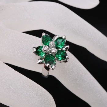 Fantastic Verde Alb Cubic zirconia Argint 925 Moda Jewelrys Pentru Femei Flori Inele NE# Dimensiune 6 7 8 9 S1729