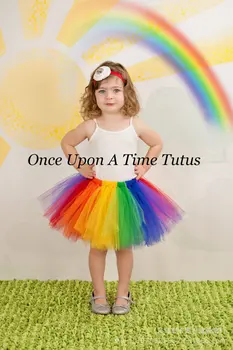 Fata Curcubeu de Culoare fuste de Balet de Fuste Copilul Handmade Multicolor Tul Dans Balet costume de Balet cu Flori cu Bandă de susținere Copii Petrecere Pettiskirts
