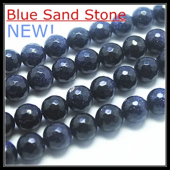 Fațete forma minge natura albastru de piatră de nisip margele accesorii pentru farmecul brățară de luare de dimensiune 4mm 6mm 8mm 10mm 12mm