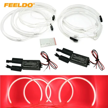 FEELDO 2X165mm 2X127.5mm Mașină Roșie CCFL Halo Inele Angel Eyes cu LED-uri Faruri pentru BMW X5(E53) Truse de Lumină #FD-3899