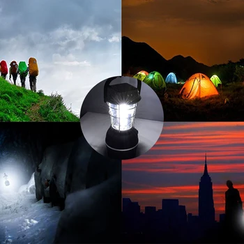 Felinar Camping în aer liber Cort Lampă de Mână Manie lumina Solara 36 Led-uri de 3 Moduri de Iluminare Reîncărcabilă