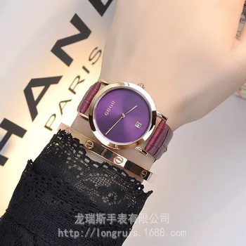 Femei de lux renumite brand guou model simplu ceas pentru femei din piele trupa cuarț ceas femei ceas de cauzalitate ceasuri de mana