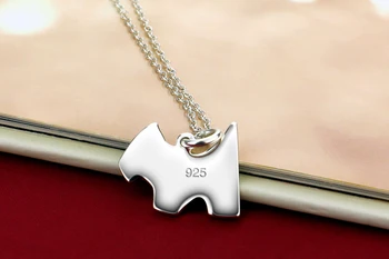 Femei de moda de argint 925 colier câine Minunat pandantiv Ms argint masiv clavicula colier farmec bijuterii zi de naștere prezent