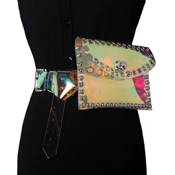 Femei de moda de Talie Pachete de Vânzare la Cald Fata de Centura Saci Pvc + Pu Stralucitor Colorate Geanta de Vara Rochie Doamnă Centura Pachete de accesorii