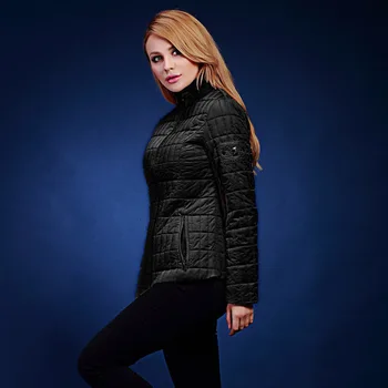 Femei iarna jacheta subtire de vata haina design elegant scurt scurt de îmbrăcăminte de sex feminin negru și gri hanorac CSM-V138