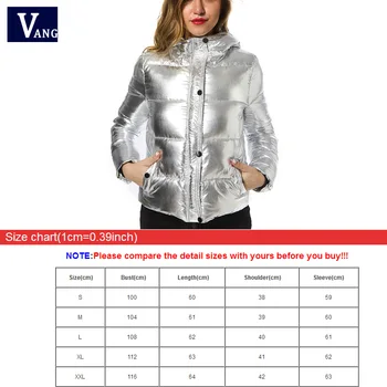 Femei jachete de iarnă Scurtă warm strat de Argint metalic de culoare pâine stil 2017 doamnelor hanorac winterjas dames abrigos mujer invierno