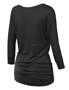 Femei maneca 3/4 din bumbac t-shirt Decora partea de sus modal tunica topuri cu partea shirring NOI dimensiuni