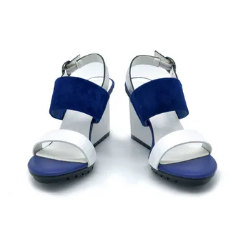 Femei Sandale 2018 piele naturala de Culoare Mixt Vara Bază Sandale Pantofi pentru Femei Albastru Apricot Argintiu HL27 MUYISEXI