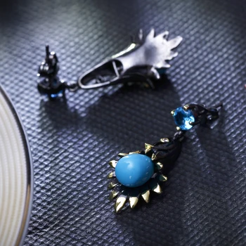 Femei Vintage negru Cercei zircon Cubic albastru stone drop Cercei petrecere moda bijuterii transport gratuit la cumpărături turcia