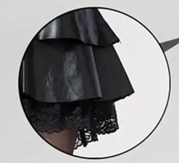 Femeie de primăvară de toamnă plus dimensiune dantelă de îmbinare negru gros pu fuste plisate doamna iarna supradimensionate solid de înaltă pu fuste