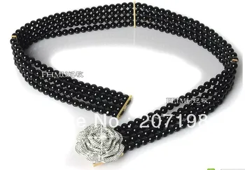 Femeile perla centura cu elegante stras diamond floare keeper curea elastica lanț lungime curea 70-85cm