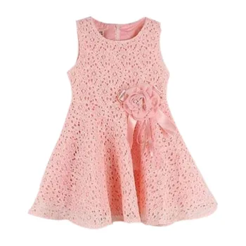 Fete rochie de vara din dantela copil minunat fata de flori rochie de petrecere pentru copii haine pentru copii drăguț rose solidă rochie de bumbac 13 culori