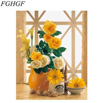 FGHGF Fara rama de Poze Tablou De Numere de Nunta de Decorare DIY Poze Manopera Desena Pe o Pânză de Perete Autocolant Flori