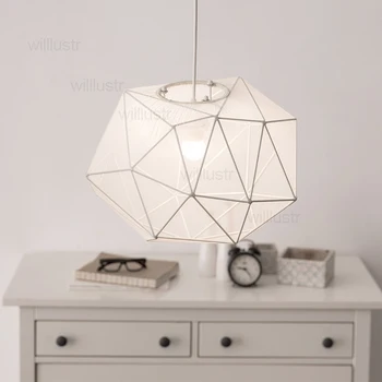 Fier de diamant material pandantiv lampă suspensie lumină stil nordic design sufragerie dormitor acasă foaierul alb negru atârnă de iluminat