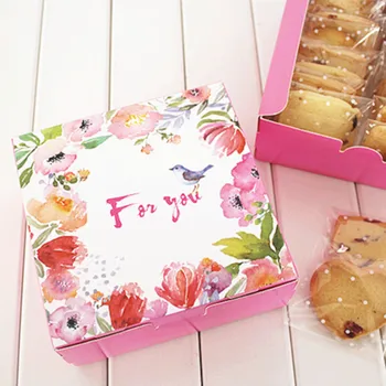 Fierbinte De Vânzare 12*12*4.5cm10pcs pasăre roz srping design Brânză Tort de Hârtie Caseta de Cookie Containere de Ambalare cadou de Nuntă de Crăciun Utilizare