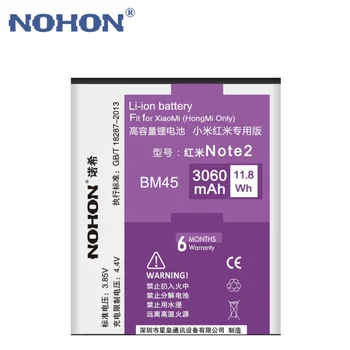 Fierbinte NOHON Baterie Li-ion Pentru Xiaomi Hongmi RedMi Note2 de Orez Roșu Nota 2 de Mare Capacitate Litiu 3060mAh Înlocuire Bateria BM45