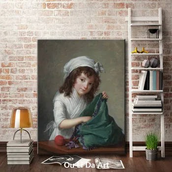 Figuri clasice fată drăguță lână minge înger picturi in ulei pe panza de imprimare, imprimat pe panza copil perete cameră de decorare arta de imagine