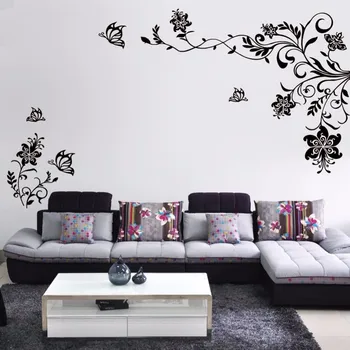 Fluture de Viță de vie de Flori de Perete decalcomanii de Vinil Autocolante de Arta Living decor Mural 147X236CM