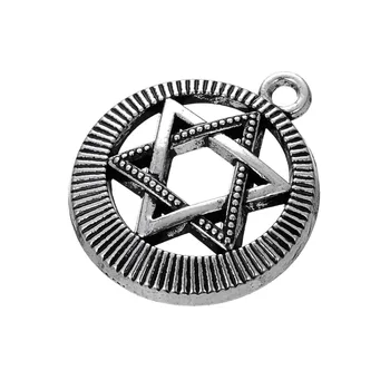 Forma mea 20buc Argint Tibetan Placat cu Hexagrama ebraică Steaua lui David Farmec