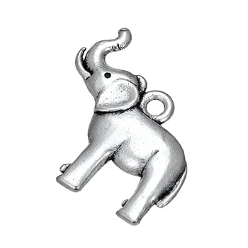 Forma mea 40Pcs Argint Tibetan elefant Placat cu animale adorabil Farmec