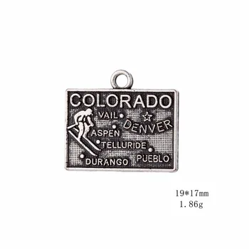 Forma mea 40Pcs Colorado America de Stat Hartă Farmecul de Epocă Pandantiv Diy Bijuterii lucrate Manual Face 19*17mm