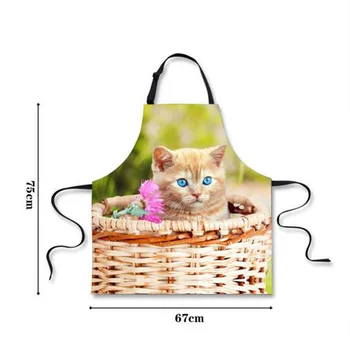 FORUDESIGNS Amuzant Șorț de Bucătărie pentru Femeia Pisica Drăguț Animal Print Adult Gătit Șorțuri Bărbați fără Mâneci Șorț de Bucătar pentru Coafor