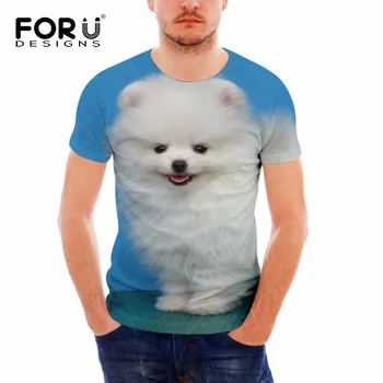 FORUDESIGNS Barbati Tricouri Câine Pomeranian de Imprimare Om de Top Tee de Moda cu Mânecă Scurtă T-Shirt pentru Bărbați Stil Simplu Tineret Tricouri Îmbrăcăminte