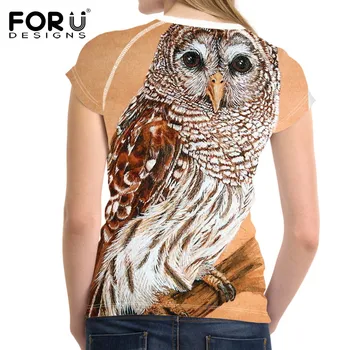 FORUDESIGNS Bufnita t-shirt Casual Snowy Owl Printuri Tricou Femeie cu mânecă Scurtă Tricou Pentru Fete de sex Feminin Roupa Feminina pasăre tricou Top