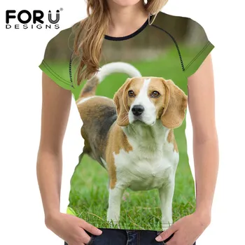FORUDESIGNS Câine Beagle de Imprimare Femeie T-shirt Câine Drăguț Harrier Femei Tricou Maneca Scurta Doamna Topuri de Vara Tricouri Tricouri Feminin
