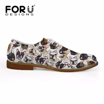 FORUDESIGNS Pantofi Oxfords pentru Barbati Casual Brand Designer de Animale Drăguț Câine Pug Apartamente Barbati din Piele Pantofi Oxford Zapatos Hombre 2018