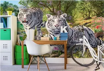 Foto personalizate 3d tapet Non-țesute murală pădure Verde tigru alb decor pictura picturi murale 3d tapet pentru pereți 3 d