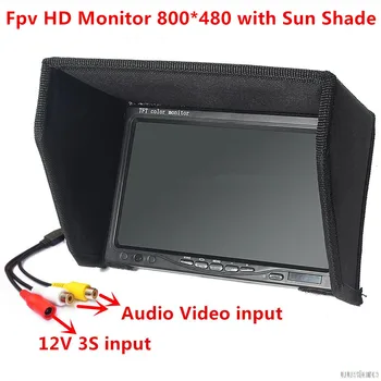 FPV Monitor de 7 Inch, 800x480 Ecran TFT LCD Display Nici un Ecran Albastru, Culoare W/ sunhood pentru RC Camera Avion Drone Quadcopter