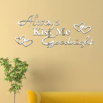 Funlife protecția Mediului decor acasă comerț exterior engleză scrisoare oglindă lipi autocolante de perete Sărută-mă de Noapte bună MS361