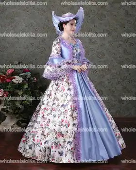 Georgian Perioada Mascarada Printesa Domnisoara De Onoare Rochie De Epocă Florale De Teatru Cosplay Clienții