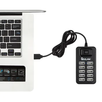 Go2linK Multi De 10 Porturi USB 2.0, Încărcător USB On/Off Comutator Portabil USB Splitter de Periferice, Accesorii Pentru Calculator/telefon
