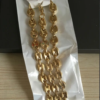 GOKADIMA 11mm sau 7mm plat lanț de șirag de mărgele colier Set, Culoare de Aur din Oțel Inoxidabil Colier en-gros