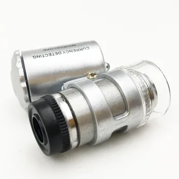GOXAWEE 60x Lupa Portabile Mini Microscop de Buzunar Lupa Bijutier Lupa Cu Lumina LED-uri