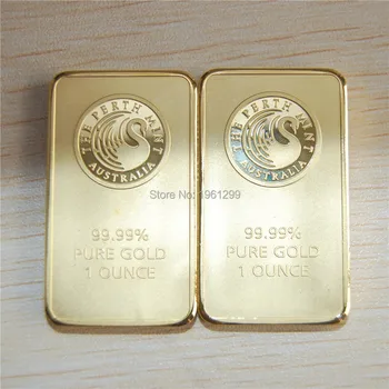 Greutate aproximativ 31gram! 1 oz de Aur Bar - Perth Mint Gold Bar (Non-magnetic) 50pcs/lot Dhl transport gratuit,replica aur placate bar