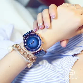 GUOU Brand de Lux Doamnelor Cuarț Ceas Femei Stras Impermeabil Ceasuri de Moda Curea Piele Cadran Mare Încheietura Ceasuri