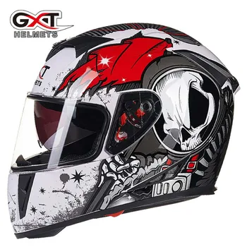 GXT alb red Skull motocross fata complet Casca, motocicleta, MOTO, biciclete electrice de siguranță caciulita