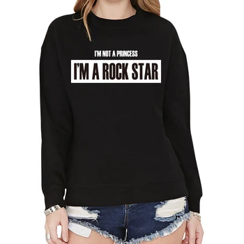 H1022 Moda Toamna nu sunt o prințesă, eu sunt un star rock Litere Tricoul Jumper pentru Femei Tricou Punk Rock