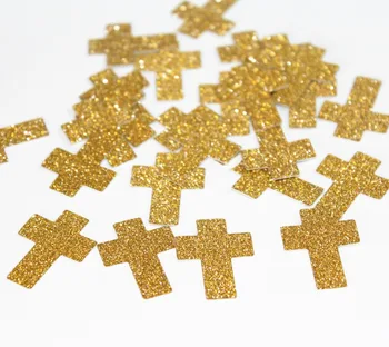 Handmade Botez Decoratiuni de Aur, Argint Cruce de Masă Confetti 150 CT Sfânta împărtășanie decora dimensiuni mici