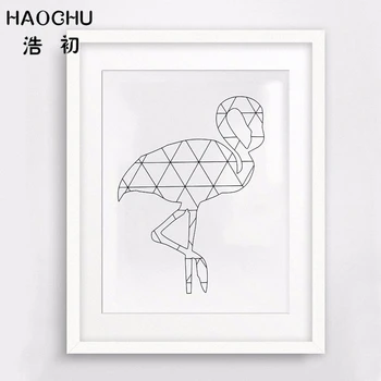 HAOCHU Moderne, Abstracte, Geometrice, Animale, Arta de Imprimare Imagini de Perete Poster Panza Pictura Camera pentru Copii Decor Acasă Flamingo Cerb Păsări