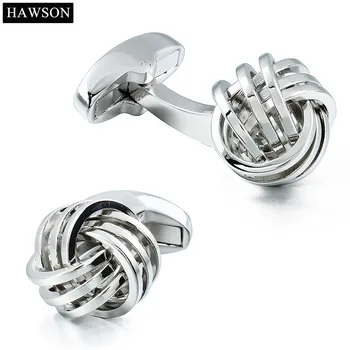 HAWSON Metal Butoni pentru barbati Tricou poftă de mâncare Nunta Knot Cuff link-uri cu Cutie de Cadou